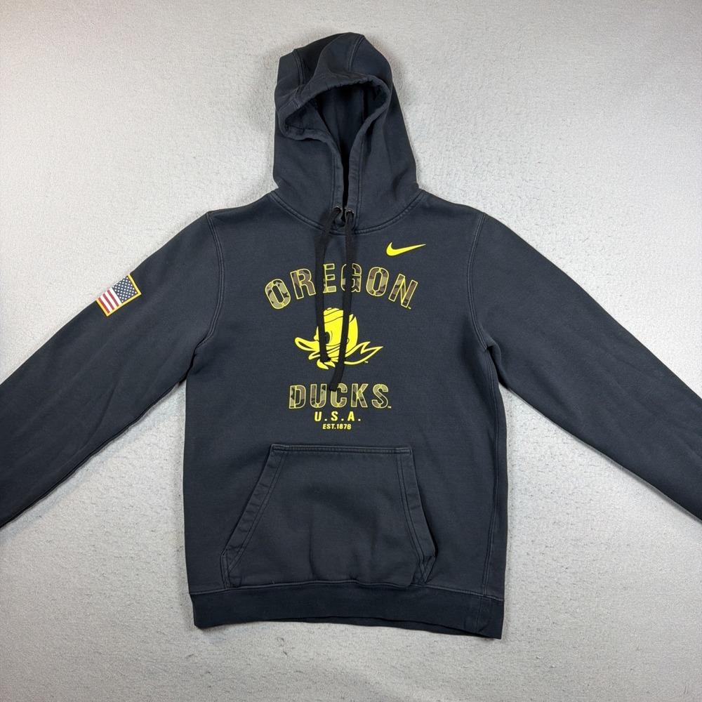 Nike Oregon Ducks Salute State Hoodie Men's Small Black Camo USA Flag Black Tag